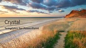  Presentation with art seascape nature sea - Colorful presentation design enhanced with sea grass - beautiful seascape composition of nature backdrop and a coral colored foreground