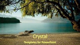  Presentation with mountain water - PPT theme featuring sea grass - scenic view of a mountain background and a tawny brown colored foreground