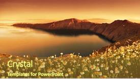  Presentation with santorini - Theme with sea green - sunrise wildflowers on santorini background and a tawny brown colored foreground