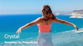  Presentation with rock - Slides with sea her hands are raise background and a  colored foreground