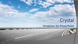  Presentation with asphalt road - Cool new slides with sea in blue cloud sky backdrop and a light blue colored foreground