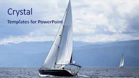  Presentation with wind - Presentation theme featuring sea in greece luxury yacht background and a  colored foreground