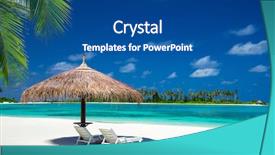  Presentation with sea and beach - Beautiful PPT theme featuring sea in maldives tropical beach backdrop and a ocean colored foreground