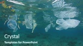  Presentation with environmental pollution - Slide deck enhanced with sea instead of recycling background and a ocean colored foreground