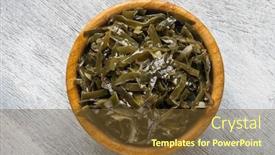 Presentation with vegan food - Cool new PPT layouts with sea-kale-in-a-plate backdrop and a tawny brown colored foreground
