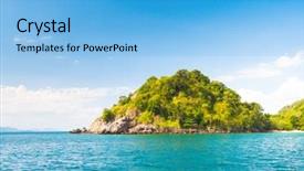  Presentation with green nature - Amazing PPT layouts having sea land - nature and nobody green pinnacle backdrop and a  colored foreground