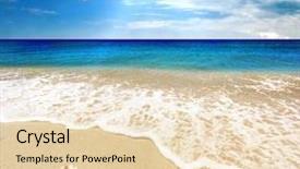  Presentation with sea shells - Audience pleasing presentation design consisting of sea landscape - sea golden beach backdrop and a lemonade colored foreground