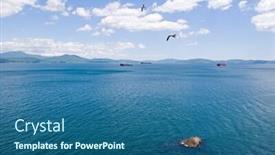  Presentation with seagull - Colorful slides enhanced with sea landscape on a background the ships and mountains in the sky fly the seagull backdrop and a ocean colored foreground