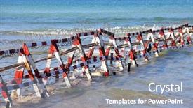 Presentation with barbed wire fence prison concept - Presentation consisting of sea law - barbed wire fence background and a light blue colored foreground
