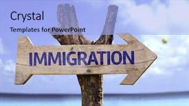  Presentation with sea law - Theme with sea law - immigration wooden sign background and a light blue colored foreground