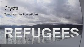  Presentation with sea law - Cool new PPT theme with sea law - refugee text emerging from water backdrop and a light gray colored foreground