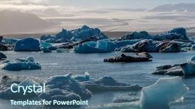  Presentation with global warming - Beautiful slides featuring view of melting down glacier backdrop and a ocean colored foreground