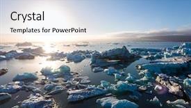  Presentation with global warming - Colorful presentation enhanced with ocean temperature - view of melting down glacier backdrop and a light blue colored foreground