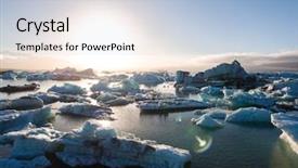  Presentation with global warming - Presentation design having ocean temperature - view of melting down glacier background and a light blue colored foreground
