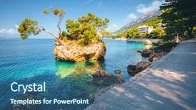  Presentation with dalmatia - Presentation design featuring sea location makarska riviera croatia background and a ocean colored foreground