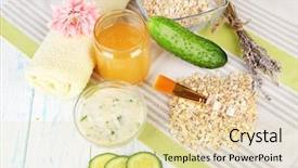 Presentation with natural ingredients - Beautiful presentation design featuring sea oats - homemade facial masks with natural backdrop and a lemonade colored foreground