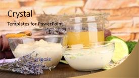  Presentation with natural ingredients - Theme having sea oats - homemade facial masks with natural background and a lemonade colored foreground