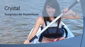  Presentation with kayak - Audience pleasing slide deck consisting of sea oats - young brunette in kayak backdrop and a  colored foreground