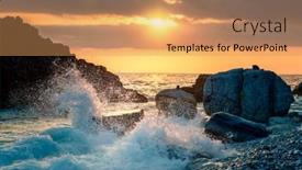  Presentation with ocean wave - Beautiful PPT theme featuring sea-ocean-wave-hit backdrop and a coral colored foreground