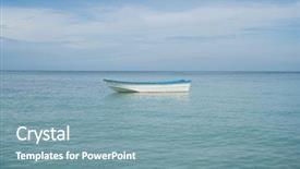  Presentation with calm sea - Beautiful slide deck featuring sea over blue sky background backdrop and a seafoam green colored foreground