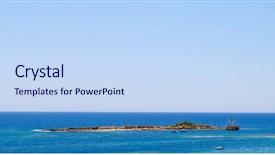  Presentation with sail - Audience pleasing PPT theme consisting of sea panoramic view and island and sail boat backdrop and a sky blue colored foreground