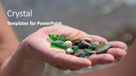  Presentation with palm - Colorful presentation theme enhanced with sea-pebble-on-the-palm backdrop and a gray colored foreground