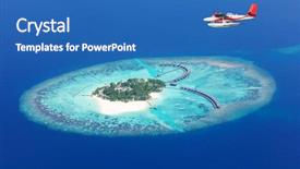  Presentation with maldives - PPT theme consisting of sea plane flying above maldives background and a teal colored foreground