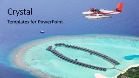  Presentation with plane flying in everest - Colorful PPT theme enhanced with sea plane flying above maldives backdrop and a light blue colored foreground