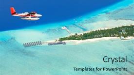  Presentation with plane flying in everest - PPT layouts having sea plane flying above maldives background and a light blue colored foreground