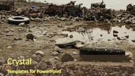  Presentation with coast - Cool new presentation design with sea pollution - garbage on coast backdrop and a tawny brown colored foreground