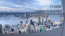  Presentation with sea port - Beautiful slides featuring sea port - hong kong backdrop and a light blue colored foreground