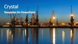  Presentation with seaport - Audience pleasing slides consisting of sea port - view on seaport with cranes backdrop and a  colored foreground