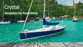  Presentation with yacht - Cool new presentation theme with sea port - yacht at portofino bay ligurian backdrop and a tawny brown colored foreground