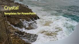  Presentation with waves - Cool new presentation theme with sea raging wild waves backdrop and a tawny brown colored foreground