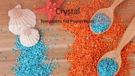  Presentation with sea shells - Slide set enhanced with sea salt crystals with sea background and a  colored foreground