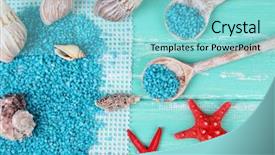  Presentation with sea shells - Presentation design enhanced with sea salt crystals with sea background and a  colored foreground