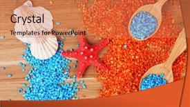  Presentation with sea shells - PPT layouts consisting of sea salt crystals with sea background and a coral colored foreground