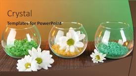  Presentation with sea glass - Cool new PPT layouts with sea salt in different colors in glass containers on bright background backdrop and a gold colored foreground