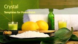  Presentation with lemons - Slide set having sea salt lemons and leaves background and a  colored foreground