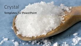  Presentation with wooden boat at sea edge - Presentation design enhanced with sea-salt-on-a-wooden background and a light blue colored foreground