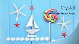  Presentation with sea shell - Audience pleasing PPT layouts consisting of sea shell lollipop candy and decorative sailing boat abstract over wood background backdrop and a arctic colored foreground
