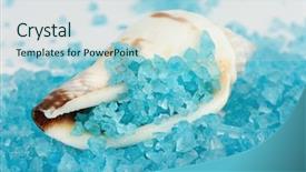  Presentation with sea shell - Cool new PPT theme with sea shell with blue dead sea salt backdrop and a light blue colored foreground