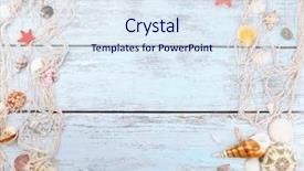  Presentation with wooden - PPT theme enhanced with sea shells - seashells on wooden background background and a sky blue colored foreground