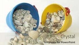  Presentation with sea shells - Slides with sea-shells-in-toy-buckets background and a mint green colored foreground