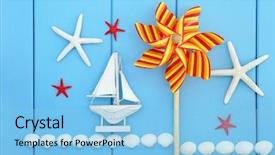  Presentation with sea shells - Amazing slide deck having sea shells toy windmill backdrop and a  colored foreground
