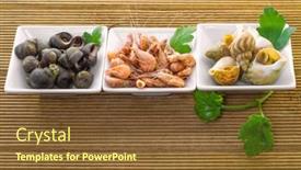  Presentation with sea shells - Beautiful PPT theme featuring sea-shells-with-herbs backdrop and a tawny brown colored foreground