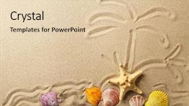  Presentation with sea shells - Beautiful presentation theme featuring sea shells with sand backdrop and a lemonade colored foreground