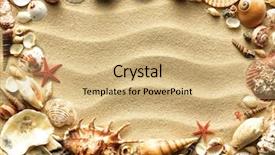  Presentation with sea shells - Theme having sea shells with sand background and a coral colored foreground