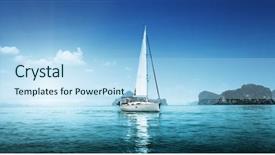  Presentation with water ship - Presentation with sea ship - yacht and blue water ocean background and a light blue colored foreground