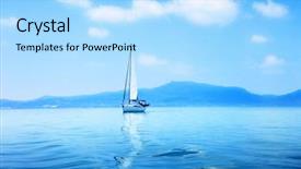  Presentation with water ship - PPT theme featuring sea ship - yacht and blue water ocean background and a light blue colored foreground